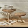 Wood/Gold Triangle Serving Stand Short