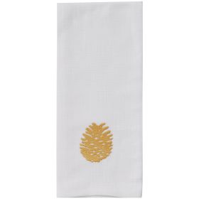 Patricia Heaton Home Gold Embroidered Pinecone Dishtowel