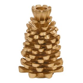 Patricia Heaton Home Pinecone Taper Holder 5" - Gold