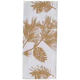 Patricia Heaton Home Gold Bordered Pinecone Dishtowel