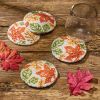 Fall Leaves Printed Braided Coasters Set Of 4