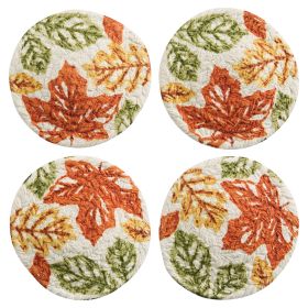 Fall Leaves Printed Braided Coasters Set Of 4