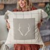 Eva & Co Signature Antler Pillow 20" - Plaid - Feather Down Insert