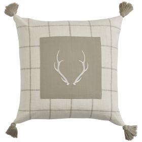 Eva & Co Signature Antler Pillow 20" - Plaid - Polyester Insert
