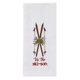 Tis The Ski-Son Embroidered Dishtowel