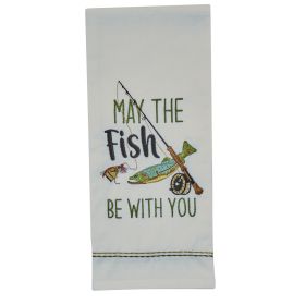 May The Fish Be With You Embroidered Dishtowel