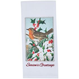 Seasons Greetings Bird Dishtowel