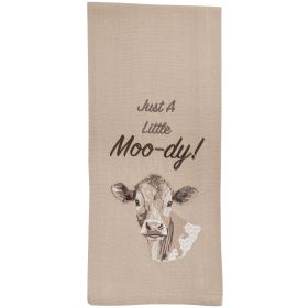 Just A Little Moo-Dy Embroidered Dishtowel