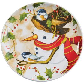 Snowman And Chickadee Salad Plate