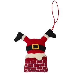 Santa In Chimney Wool Felt Ornament