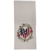 Wreath With Flag Heart Dishtowel