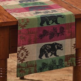 Pinecones And Trees Jacquard Table Runner 36" L