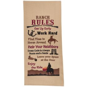 Ranch Rules Embroidered Dishtowel