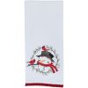 Snowman And Pine Wreath Dishtowel