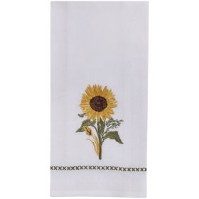 Gold Sunflower Dishtowel Embroidered