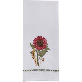 Red Sunflower Dishtowel Embroidered