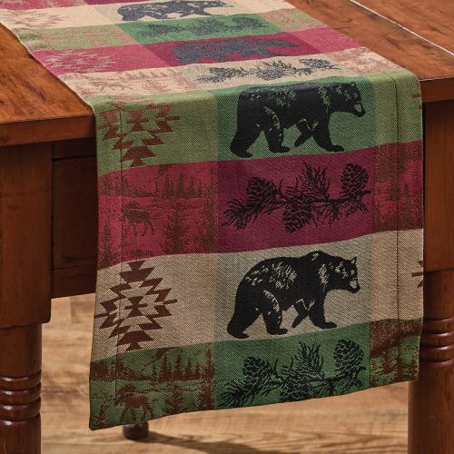 Pinecones And Trees Jacquard Table Runner 54" L