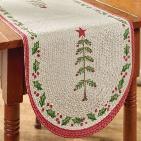 Feather Tree Print Braid Runner 36"L