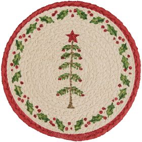 Feather Tree Printed Braided Trivet 8" Dia