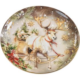 Snow Globe Reindeer Dessert Plate