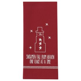 Snowmen Fall From Heaven Embroidered Dishtowel