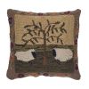 Willow & Sheep Hooked 18" Pillow Set Feather Down Insert