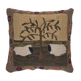 Willow & Sheep Hooked 18" Pillow Set Feather Down Insert