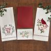 Williamsburg Holly Cardinal Embroidered Dishtowel
