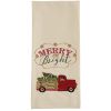 Merry And Bright Truck Embroidered Dishtowel