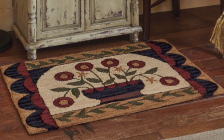 Flower Basket Hooked Rug - 24" x 36"