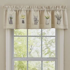 Pitcher With Flowers Embroidered Lined Valance
