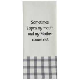 Mother Comes Out Embroidered Dishtowel