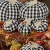 Small Black And Cream Check Pumpkins Set