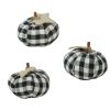Small Black And Cream Check Pumpkins Set
