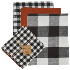 Autumn Checkerboard 3 Dishtowel&1 Dishcloth Set