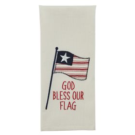 God Bless Our Flag Applique  Dishtowel