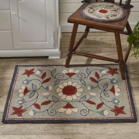 Gray Floral Hooked Rug 2' x 3'