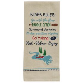 River Rules Embroidered Dishtowel