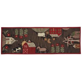 Farm Life Hooked Rug Runner 2' x 6'