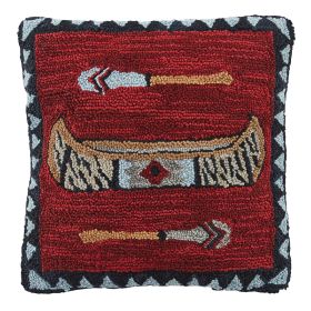 Wilderness Canoe Hooked Pillow Set - Polyester Insert