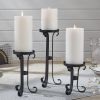 Iron Scroll Pillar Holders - Set Of 3