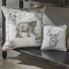 Wild And Beautiful Bear Embroidered Pillow 18" - Feather