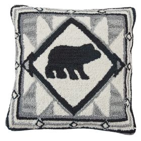 Tribal Hooked Pillow 18" - Feather