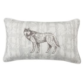 Wild And Beautiful Wolf Printed Pillow 12" X 20" - Feather