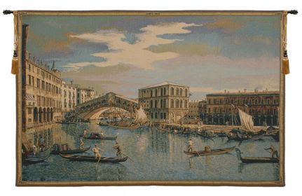 The Rialto Bridge Grand Canal  Italian Wall Tapestry (size: H 38" x W 54")