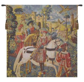 Chasse Bright Belgian Tapestry Wall Art (size: H 78" x W 74")