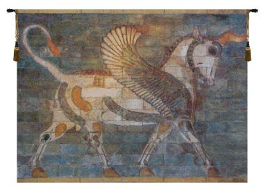 Winged Bull Belgian Tapestry Wall Art (size: H 59" x W 79")