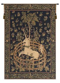 Unicorn in Captivity European Tapestry (size: H 37" x W 26")