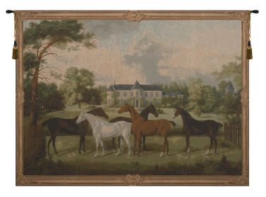 Five English Horses French Tapestry (size: H 58" x W 78")