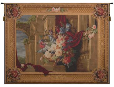 Bouquet Et Architecture Horizontal French Tapestry (size: H 58" x W 78")